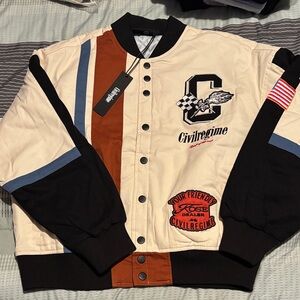 Civil Regime Men's Cream and Black Bomber Jacket